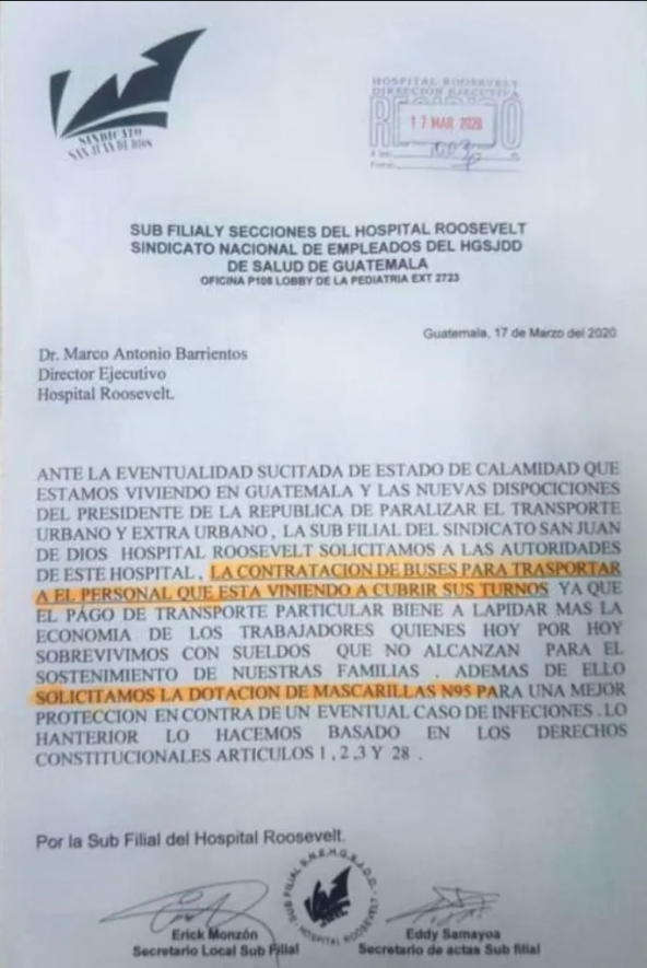  Foto: Sub filial y secciones del Hospital Roosevelt 